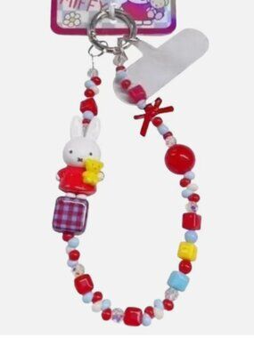 New Miffy RED Beaded Lanyard Ring Phone iPhone Bracelet Smartphone Hand Holder